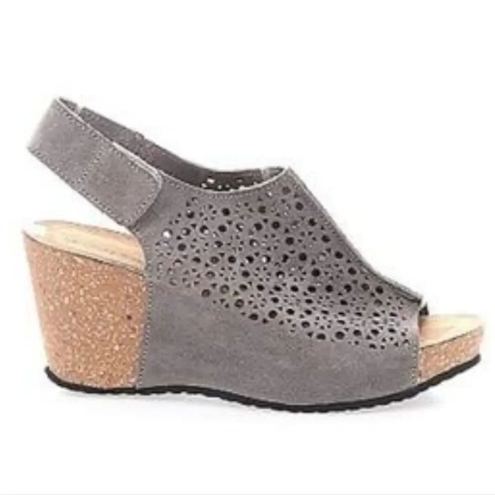 BRAND BIO-GOLD CORK WEDGE  GEOMETRIC CUTE OUT OPEN-TOE SANDAL R3